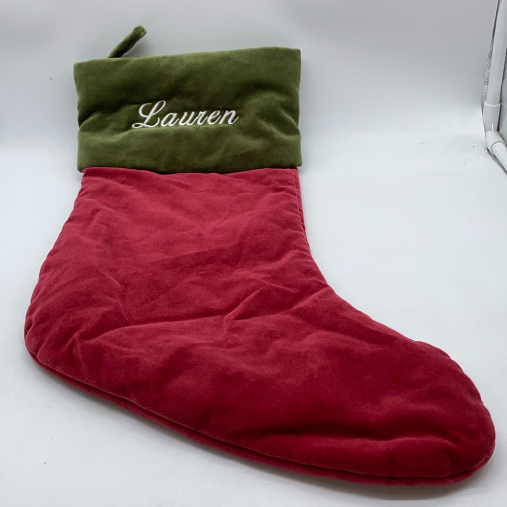Pottery Barn Lauren Velvet Christmas Stocking 19”